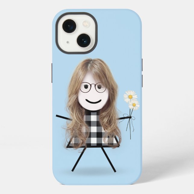Mädchen mit Gänseblümchen  iPhone Hülle (Rückseite)