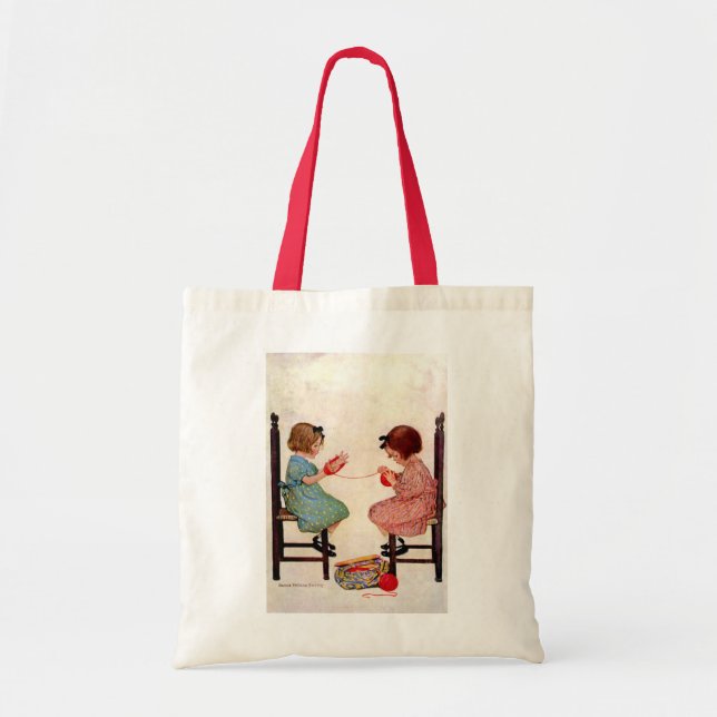 Mädchen mit Garn - Beutel Tragetasche (Vorne)