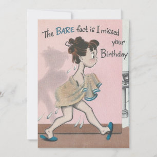 Mädchen mit Geburtstag im Handtuch Vintage Feiertagskarte