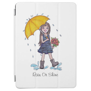 Mädchen mit gelbem Regenschirm in Wasserfarbe iPad Air Hülle