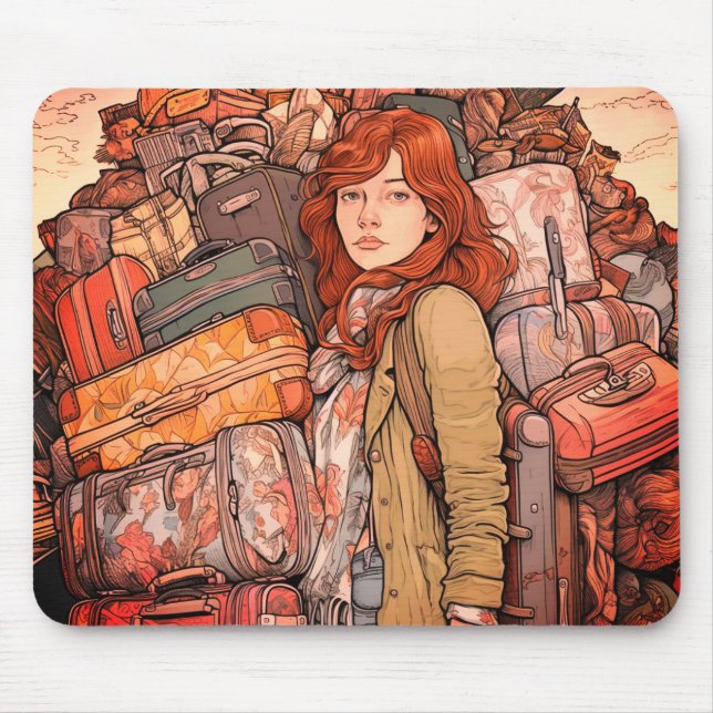 Mädchen mit Gepäck Mousepad (Vorne)