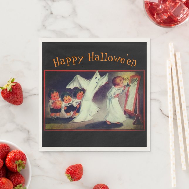 Mädchen mit Ghost Custom Halloween-Party Napkins Serviette (Beispiel)