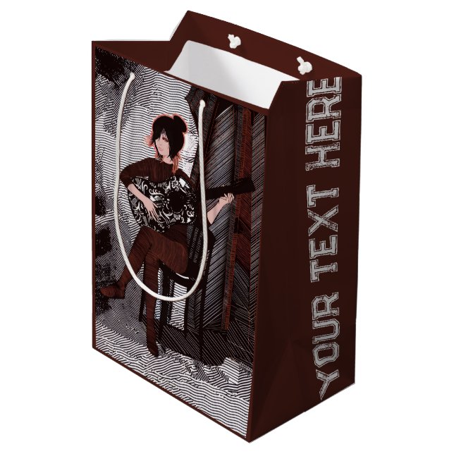 Mädchen mit Gitarre Mittlere Geschenktüte (Rückseite Schrägansicht)