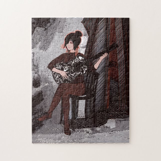 Mädchen mit Gitarre Puzzle (Vertikal)
