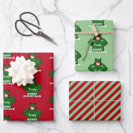 Mädchen mit Green Frog Hoody Zeichnend Weihnachten Geschenkpapier Set