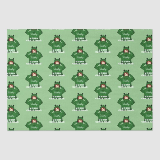 Mädchen mit Green Frog Hoody Zeichnend Weihnachten Seidenpapier (Vorderseite)