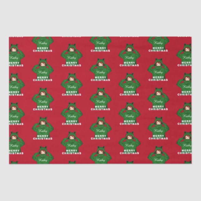 Mädchen mit Green Frog Hoody Zeichnend Weihnachten Seidenpapier (Vorderseite)