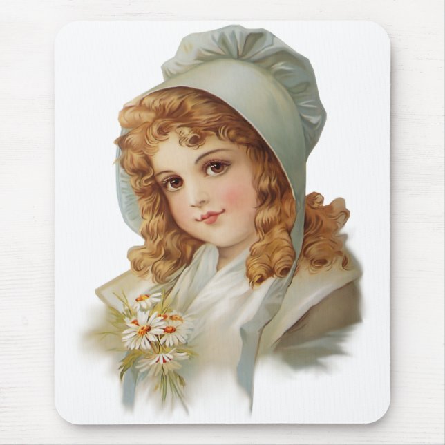 Mädchen mit grünem Bonnet Mousepad (Vorne)