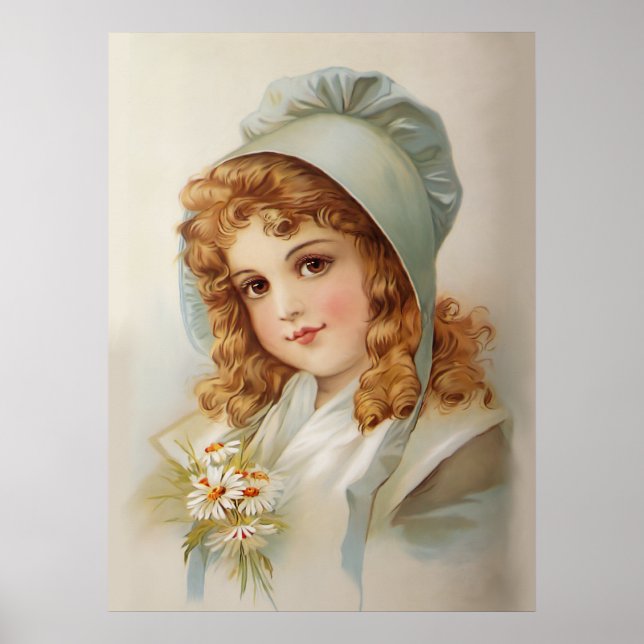 Mädchen mit grünem Bonnet Poster (Vorne)
