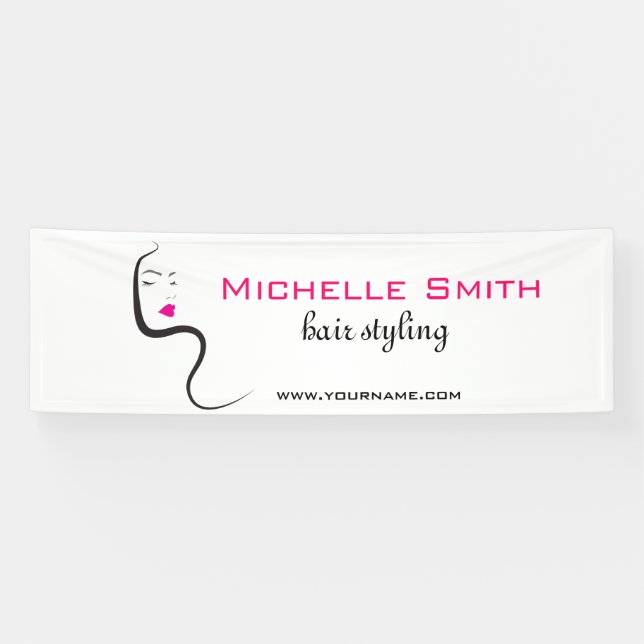 Mädchen mit Haarstyling-Symbol Banner (Horizontal)