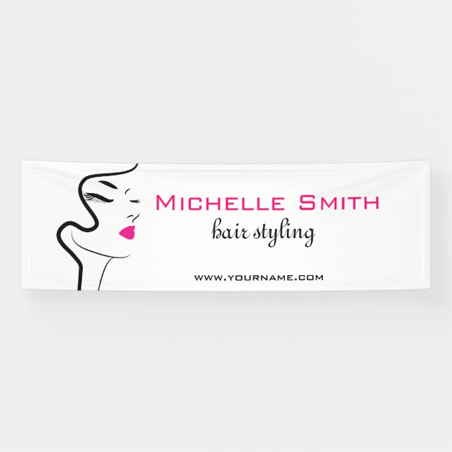 Mädchen mit Haarstyling-Symbol Banner (Horizontal)