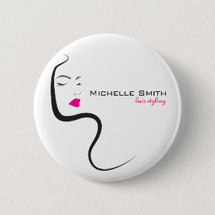 Mädchen mit Haarstyling-Symbol Button