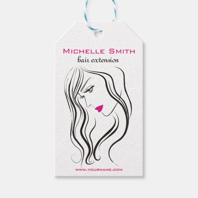 Mädchen mit Haarstyling-Symbol Geschenkanhänger (Vorderseite)