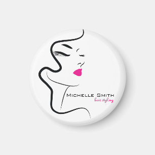 Mädchen mit Haarstyling-Symbol Magnet