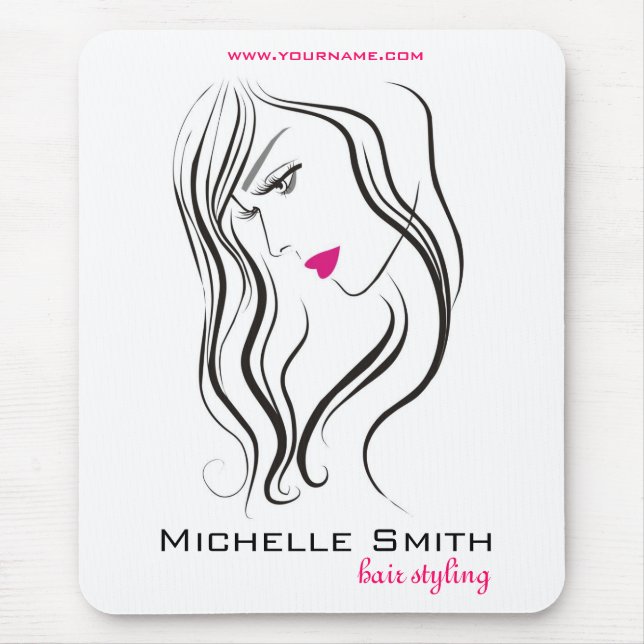 Mädchen mit Haarstyling-Symbol Mousepad (Vorne)