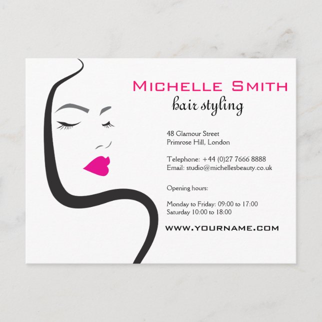 Mädchen mit Haarstyling-Symbol Postkarte (Vorderseite)