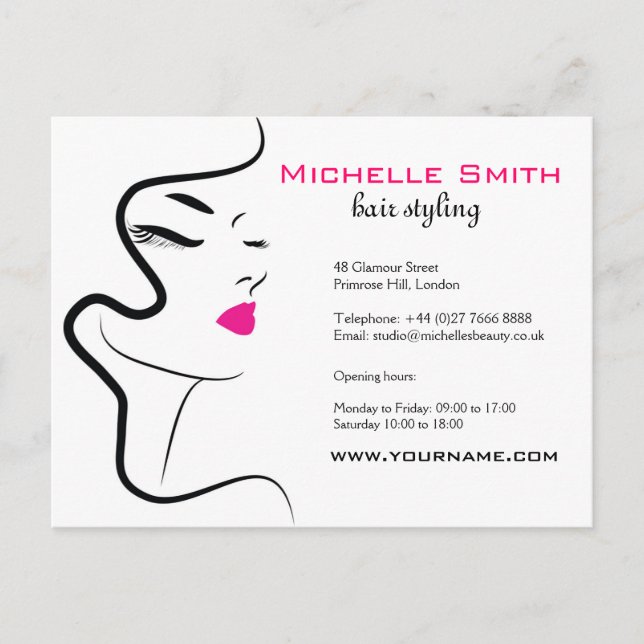 Mädchen mit Haarstyling-Symbol Postkarte (Vorderseite)