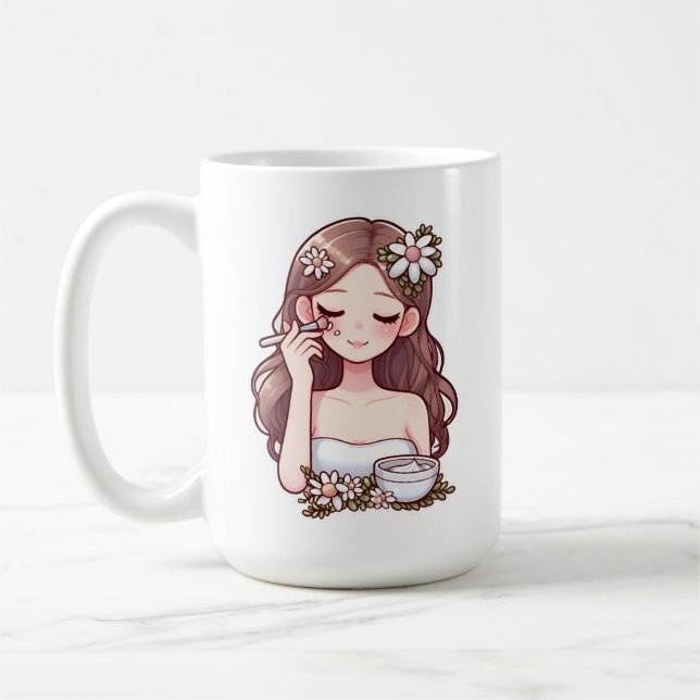 Mädchen mit Hautpflege Kaffeetasse (Links)