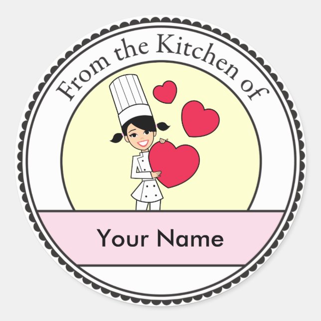 Mädchen mit Herz-Motif - Runder Aufkleber (Vorderseite)