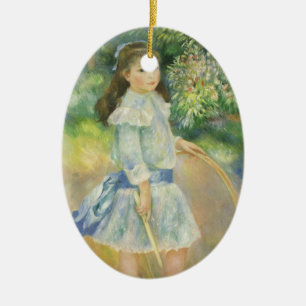 Mädchen mit Hoop von Pierre Renoir, Vintage Kunst Keramikornament