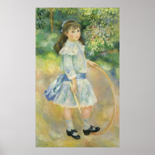 Mädchen mit Hoop von Pierre Renoir, Vintage Kunst Poster