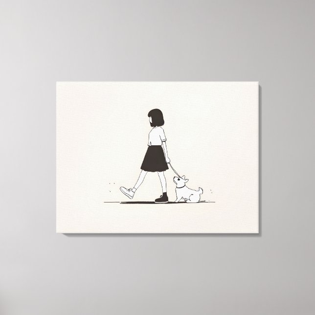 Mädchen mit Hund Leinwanddruck (Vorderseite)