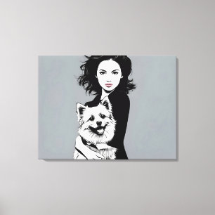 Mädchen mit Hund Leinwanddruck