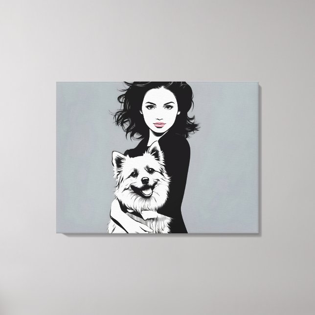 Mädchen mit Hund Leinwanddruck (Vorderseite)