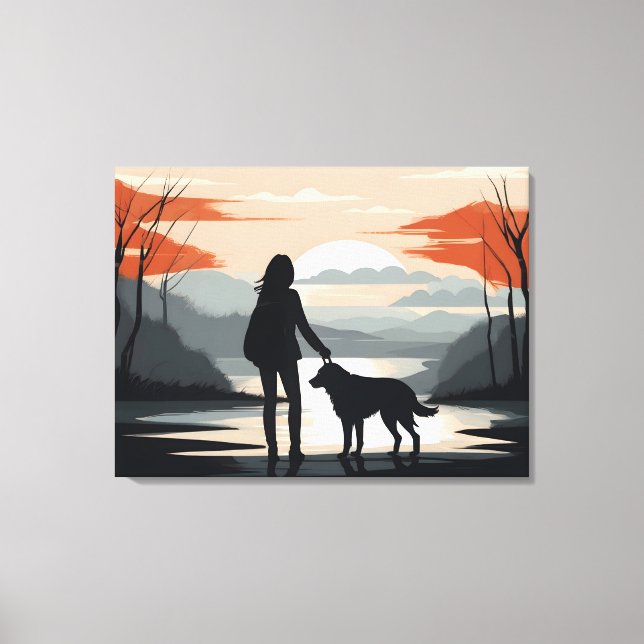 Mädchen mit Hund Leinwanddruck (Vorderseite)