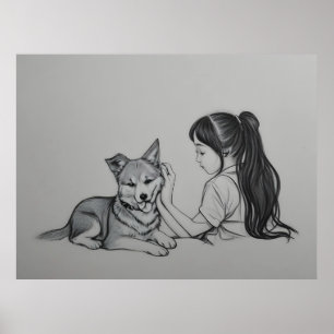 Mädchen mit Hund Poster
