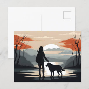 Mädchen mit Hund Postkarte