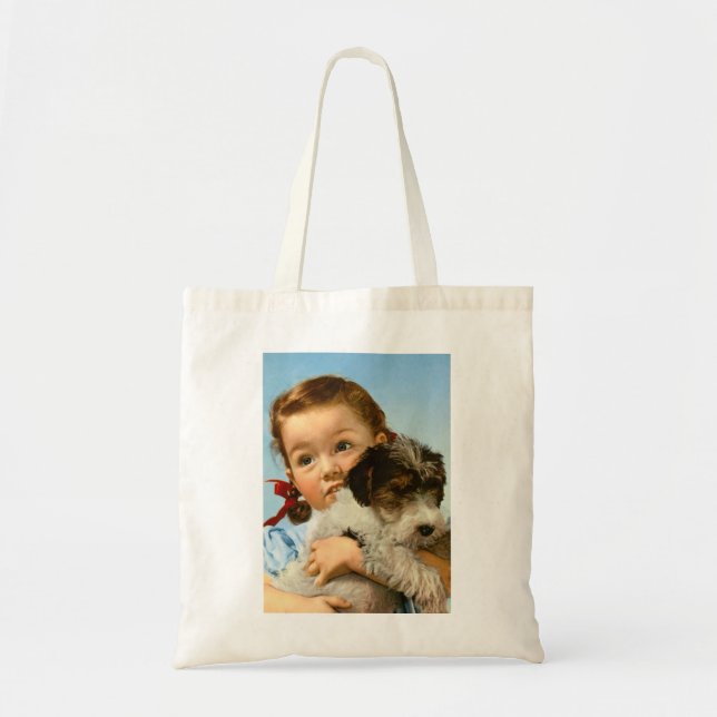 Mädchen mit Hund Tragetasche (Vorne)