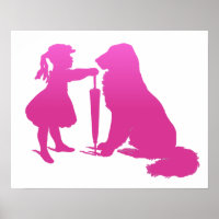 Mädchen mit Hunde Kinderzimmer Silhouette Gradient