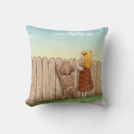 Mädchen mit Hundemalereien/Labradoodle Liebe Kissen