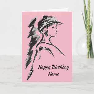 Mädchen mit Hut Pink Geburtstag Karte