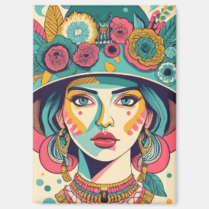 Mädchen mit Hüten Magnet