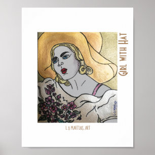 Mädchen mit Hutprint und Plakat