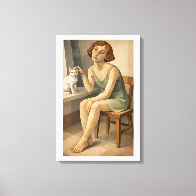 MÄDCHEN MIT IHRER KATZE LEINWANDDRUCK (Vorderseite)