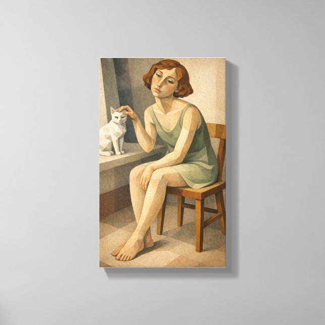 MÄDCHEN MIT IHRER KATZE LEINWANDDRUCK (Vorderseite)