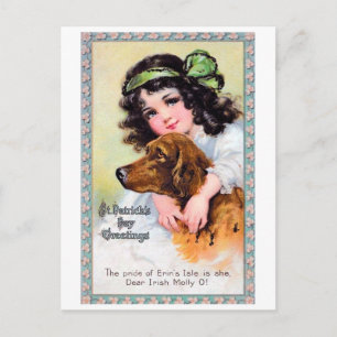 Mädchen mit Irischer Setter-Hündin, St. Patricks T Postkarte