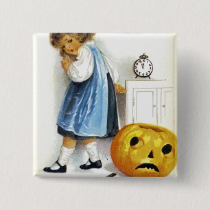 Mädchen mit Jack o' Lantern Button