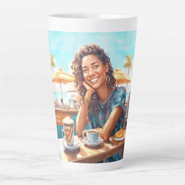 Mädchen mit Kaffeepause Milchtasse (Vorderseite)