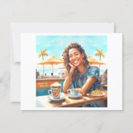 Mädchen mit Kaffeepause Postkarte