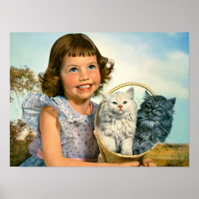 Mädchen mit Kätzchen Poster (Vorne)