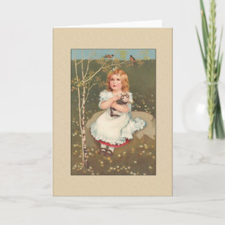 Mädchen mit Katze Allgemeine Grüße Karte