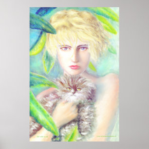 Mädchen mit Katze Poster