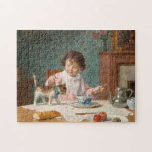 Mädchen mit Katze   Victor Gabriel Gilbert Puzzle