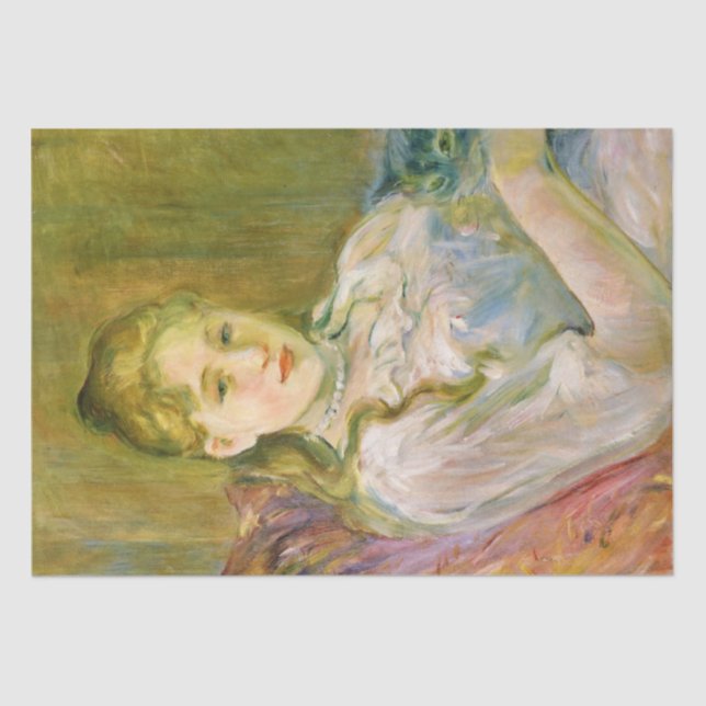 Mädchen mit Katze (von Berthe Morisot) Seidenpapier (Vorderseite)