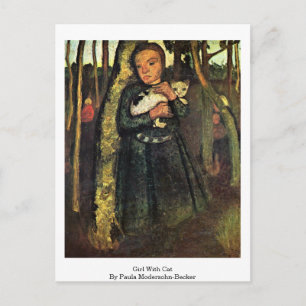 Mädchen mit Katze von Paula Modersohn Becker Postkarte