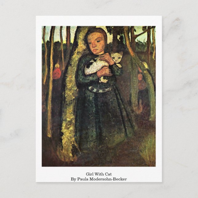 Mädchen mit Katze von Paula Modersohn Becker Postkarte (Vorderseite)